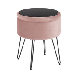 GFW Avery Velvet Storage Stool in Pink - thumbnail 4