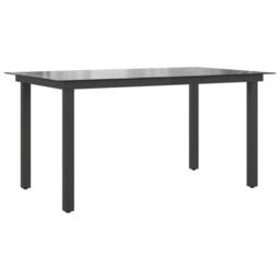 Berkfield Home Garden Table Black 150x90x74 cm Aluminium & Glass - Size: 150 x 90 x 74 cm - thumbnail 2