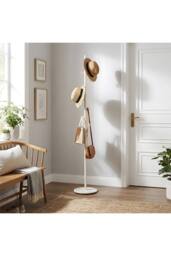 Living and Home 170cm Freestanding Coat Rack with 8 Hooks, Marble Base in White - thumbnail 7