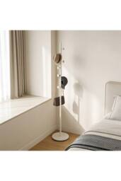 Living and Home 170cm Freestanding Coat Rack with 8 Hooks, Marble Base in White - thumbnail 9