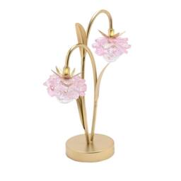 Hestia 2 Stem LED Lamp With Pink Glass Flower & Gold Base - thumbnail 3