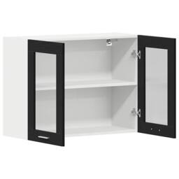 Berkfield Home Black Oak Hanging Glass Cabinet 80x31x60 cm Made from Engineered Wood - Size: 80 x 31 x 60 cm - thumbnail 5