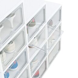 Hinsinc 12x White Plastic Shoe Storage Boxes Stackable Foldable Organiser - thumbnail 9