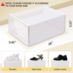 Hinsinc 12x White Plastic Shoe Storage Boxes Stackable Foldable Organiser - thumbnail 8