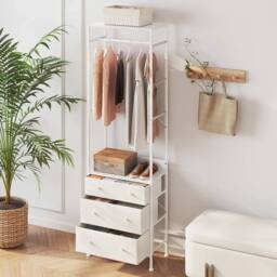 EONLION Clothes Rack Freestanding Closet Organizer in White - Size: 500mm - thumbnail 3