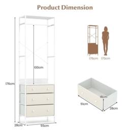 EONLION Clothes Rack Freestanding Closet Organizer in White - Size: 500mm - thumbnail 2