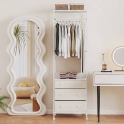 EONLION Clothes Rack Freestanding Closet Organizer in White - Size: 500mm