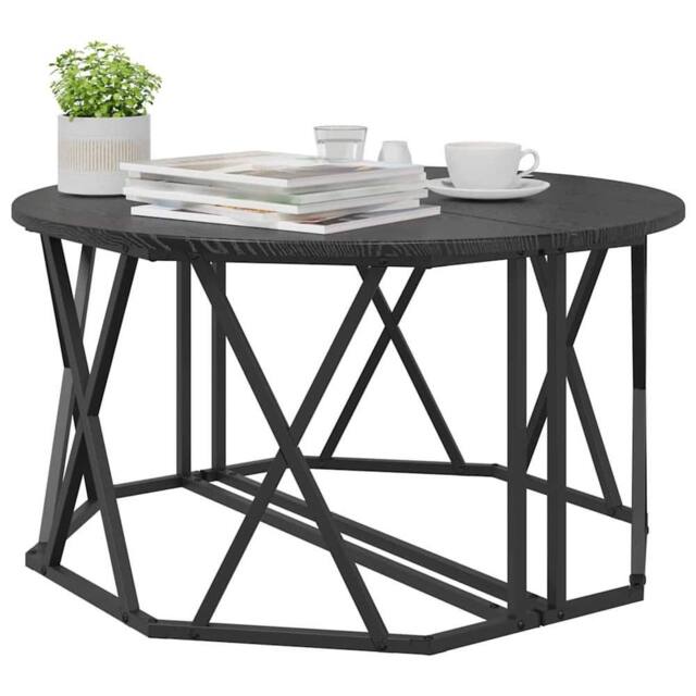 Berkfield Home Elegant Black Oak Coffee Table 80x80x42 cm Made of Engineered Wood - Size: 80 x 80 x 42 cm - image 1