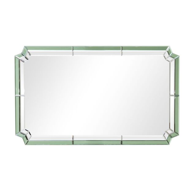 Melody Maison Rectangle Green Glass Art Deco Wall Mirror 60cm X 100cm - Size: 60 cm X 100 cm - image 1
