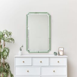 Melody Maison Rectangle Green Glass Art Deco Wall Mirror 60cm X 100cm - Size: 60 cm X 100 cm - thumbnail 3