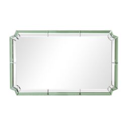 Melody Maison Rectangle Green Glass Art Deco Wall Mirror 60cm X 100cm - Size: 60 cm X 100 cm - thumbnail 1