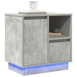 Berkfield Home Bedside Cabinet with LED Concrete Grey 50x34.5x50 cm - thumbnail 3