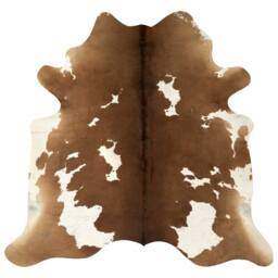Berkfield Home Real Cow Hide Rug Brown & White 150x170 cm - Size: 100 cm diameter - thumbnail 1