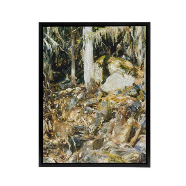 "Artery8 Il Solitario The Hermit in the Forest Sargent Framed Canvas Wall Art - Size: W18"" x H24""" - image 1