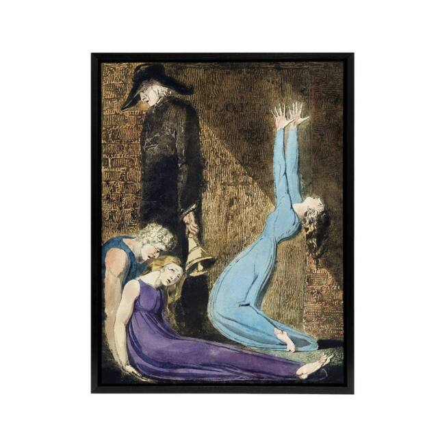 "Artery8 Supine Woman Man with Bell William Blake Framed Canvas Wall Art Print - Size: W12"" x H16""" - image 1