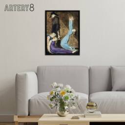 "Artery8 Supine Woman Man with Bell William Blake Framed Canvas Wall Art Print - Size: W12"" x H16""" - thumbnail 3