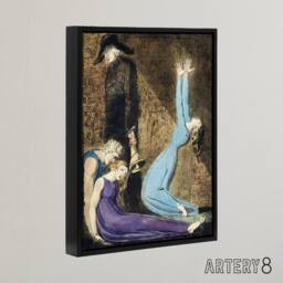 "Artery8 Supine Woman Man with Bell William Blake Framed Canvas Wall Art Print - Size: W12"" x H16""" - thumbnail 2