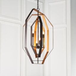 Loops Multi Arm Geometric Ceiling Chandelier - Aged Bronze & Antique Gold Pendant - thumbnail 5
