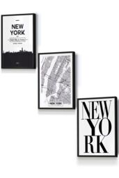 ARTZE NEW YORK Skyline Street Map City Prints Framed Wall Art - Small in Black - Size: W33 cm x H45 cm x D20mm - thumbnail 1