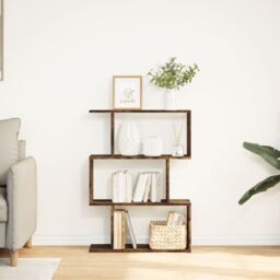 Berkfield Home Room Divider Bookcase 3-Tier Smoked Oak 70x24x97 cm Engineered Wood in Brown - Size: 70 x 24 x 97 cm - thumbnail 3