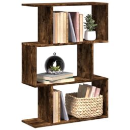 Berkfield Home Room Divider Bookcase 3-Tier Smoked Oak 70x24x97 cm Engineered Wood in Brown - Size: 70 x 24 x 97 cm - thumbnail 1