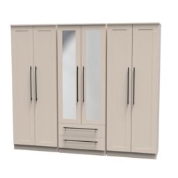Ready Assembled 2 U Howard Tall 6 Door 2 Drawer 2 Mirror Wardrobe (Ready Assembled) in Taupe - thumbnail 3