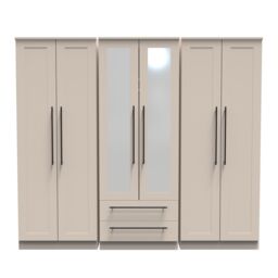 Ready Assembled 2 U Howard Tall 6 Door 2 Drawer 2 Mirror Wardrobe (Ready Assembled) in Taupe - thumbnail 1