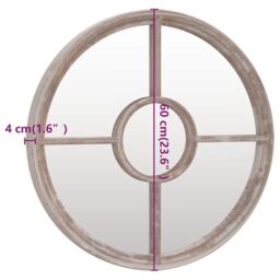 Berkfield Home Garden Mirror Sand 60x4 cm Iron Round for Outdoor Use in Beige - thumbnail 6