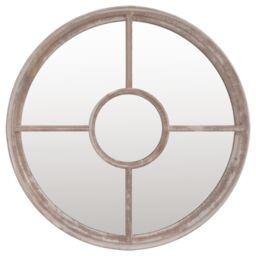 Berkfield Home Garden Mirror Sand 60x4 cm Iron Round for Outdoor Use in Beige - thumbnail 2
