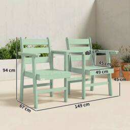 OUTSUNNY Garden Loveseat, Embossed Wood Jack & Jill Garden Seat, Green - thumbnail 3