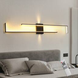NIVOR 140cm Aluminum LED Flush Mounted Sconce Dimmable Wall Light Remote in Black - thumbnail 3