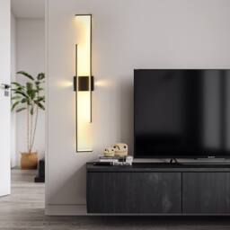 NIVOR 140cm Aluminum LED Flush Mounted Sconce Dimmable Wall Light Remote in Black - thumbnail 5