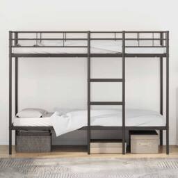 Berkfield Home Breathable Bunk Bed without Mattress Black 75x190 cm Small Single - thumbnail 1