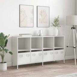 Berkfield Home Sideboard White 135x39x73.5 cm Cold-rolled Steel - thumbnail 3