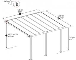 Palram Patio Cover Olympia 3 x 4.25 Clear - L425 x W300 x H305 cm - Grey - thumbnail 2