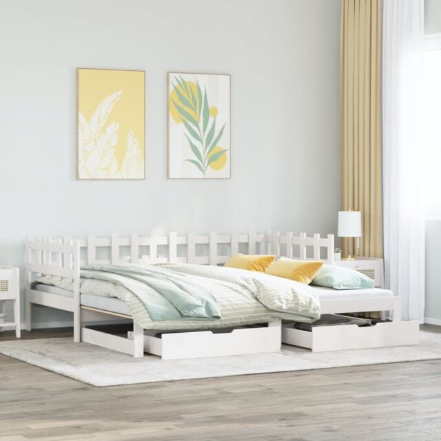 Berkfield Home Daybed with Trundle & Drawers without Mattress White 90x190 cm Single - image 1