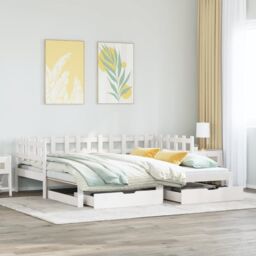 Berkfield Home Daybed with Trundle & Drawers without Mattress White 90x190 cm Single - thumbnail 1