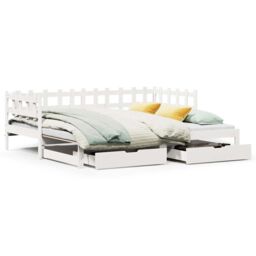Berkfield Home Daybed with Trundle & Drawers without Mattress White 90x190 cm Single - thumbnail 2