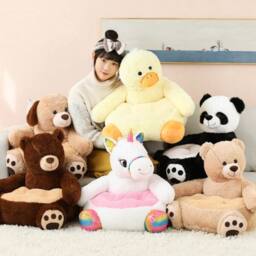 Lishetimig Kids Plush Animals Sitting Support Sofa in Dark Brown - thumbnail 4