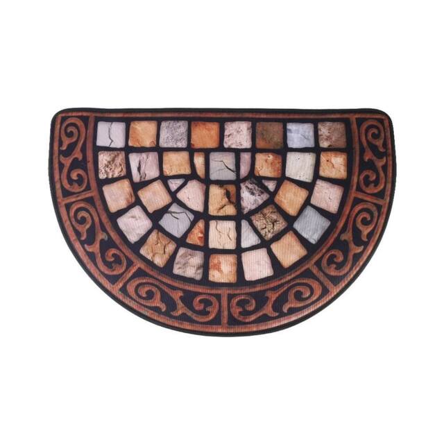 NESTLUNE Half Moon Front Door Outdoor Door Mat Slate Effect - Size: 100 cm x 110 cm - image 1