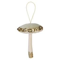 VFM e-Store Christmas Velvet Hanging Mushroom Decoration 13cm x 10cm Green X 1 - Size: 13 cm x 10 cm