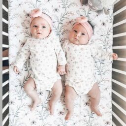 Minky Myles Women's Baby Fitted Cot Bed Sheet. Cotton Floral Butterfly Cotbed Nursery Sheet. Crease Free Baby Bedding Crib Sheets in White - thumbnail 3