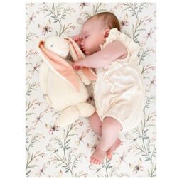 Minky Myles Women's Baby Fitted Cot Bed Sheet. Cotton Floral Butterfly Cotbed Nursery Sheet. Crease Free Baby Bedding Crib Sheets in White - thumbnail 4