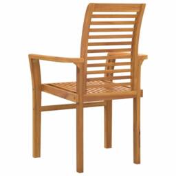 Berkfield Home Stacking Garden Chair 4 pcs Solid Wood Teak in Brown - thumbnail 7