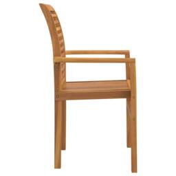 Berkfield Home Stacking Garden Chair 4 pcs Solid Wood Teak in Brown - thumbnail 6