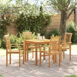 Berkfield Home Stacking Garden Chair 4 pcs Solid Wood Teak in Brown - thumbnail 2