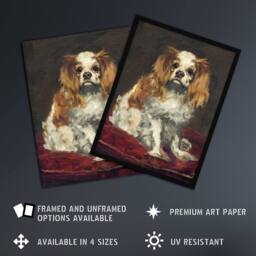 "Artery8 A King Charles Spaniel Dog Manet Vintage Wall Art Print Poster in Brown - Size: W12"" x H16""" - thumbnail 2