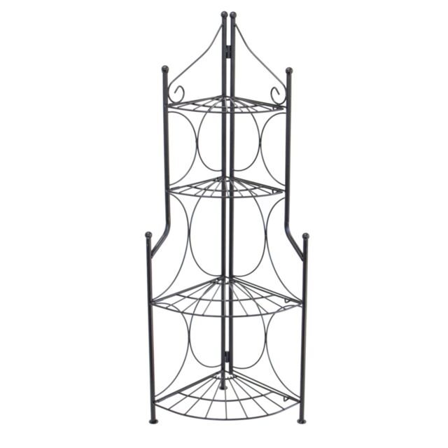 Oypla 4 Tier Foldable Metal Flower Plant Stand Display Shelf in Black - image 1