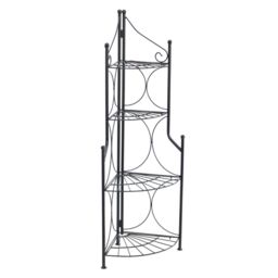 Oypla 4 Tier Foldable Metal Flower Plant Stand Display Shelf in Black - thumbnail 5