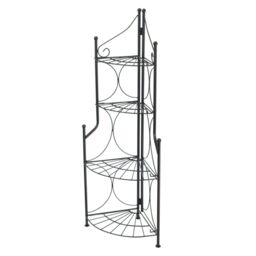 Oypla 4 Tier Foldable Metal Flower Plant Stand Display Shelf in Black - thumbnail 4